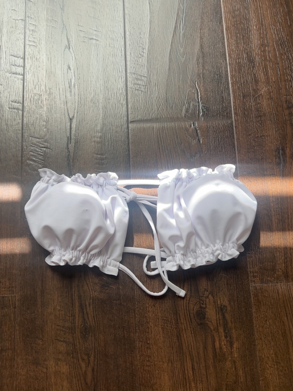 Target White Ruffle Bandeau Swim Top